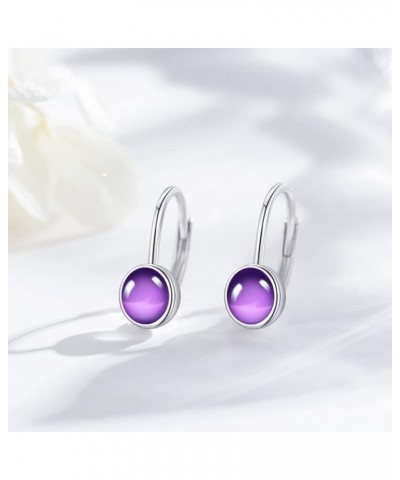 Birthstone Earrings 7mm Egg Shape Cut 925 Sterling Silver Leverback Drop Earrings Birthstone Jewelry Gifts for Women Girls Ju...