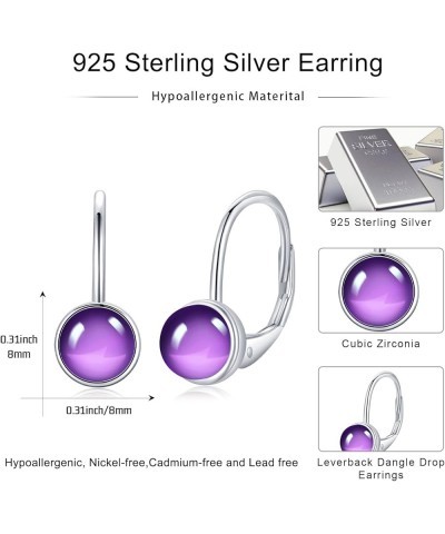 Birthstone Earrings 7mm Egg Shape Cut 925 Sterling Silver Leverback Drop Earrings Birthstone Jewelry Gifts for Women Girls Ju...