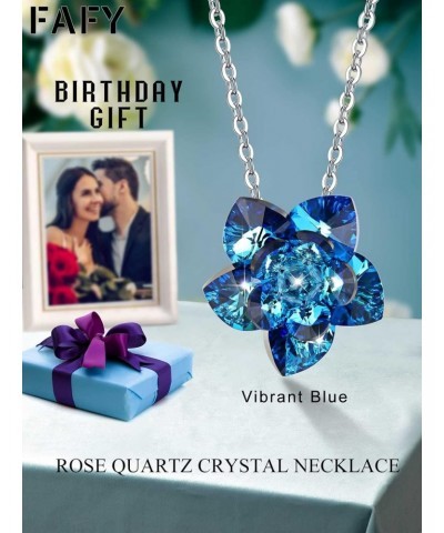 Lotus Flower Pendant Necklace Handmade with Swarovski Crystal,Blue Heart Gemstones Jewelry $17.35 Necklaces