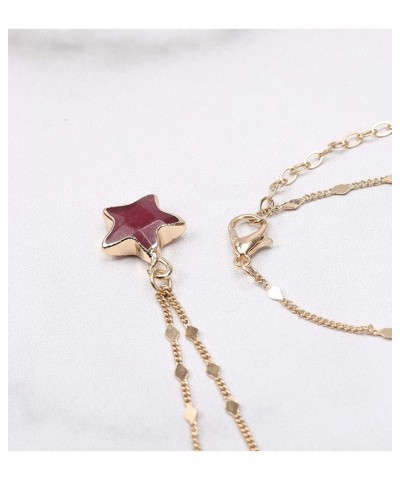 Star Shape Pendant Necklace - Natural Stone Gold Tone Metal Chain Necklaces for Women and Girl Burgundy $6.00 Necklaces