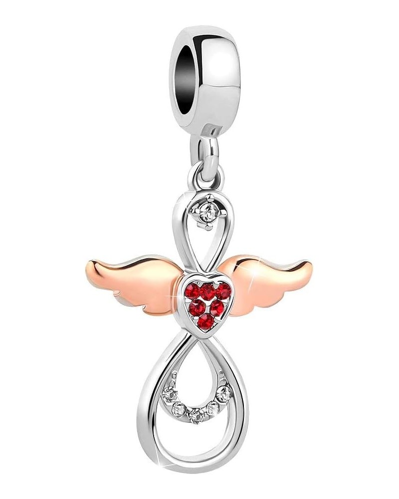 Angel Wings Heart Infinity Love Charms for Bracelets Compatible with Pandora Bracelets Red $7.50 Bracelets