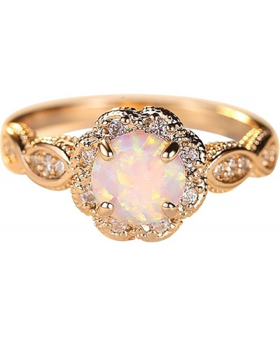 Flower Opal Engagement Rings for Womens Inlaid Zircon Twisted Bridal Wedding Bands Cute Dainty Jewelry (Rose Gold, 9) Rose Go...