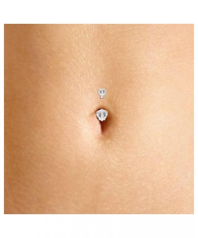 1 1/2 CT Heart Cut Lab Created Moissanite Diamond Heart Solitaire Belly Button Navel Rings Body Piercing Jewelry In 14K Gold ...