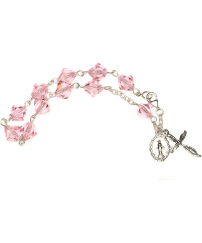 Rosary Bracelet Made with Gemstone, Austrian Crystal, Glass OR Sport Beads CRYSTAL - Light Rose $38.87 Bracelets