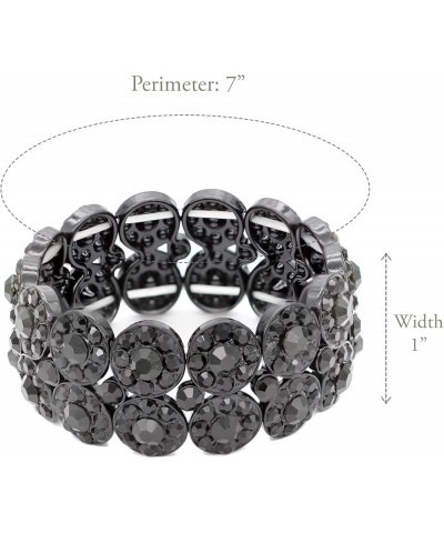 2 Rows Rhinestone Stretch Bracelet Evening Party Jewelry 7” Jet Black $8.39 Bracelets