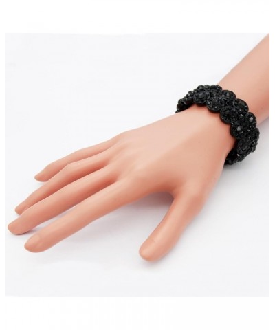 2 Rows Rhinestone Stretch Bracelet Evening Party Jewelry 7” Jet Black $8.39 Bracelets