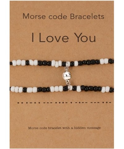 2Pcs Handmade Morse Code I Love You Couple Matching Bracelet Set for Women Men Girl Boy Lover Boyfriend Girlfriend Best Frien...