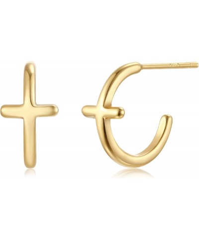 Hoop Earrings Gold Open C Shape Thick Infinity 14K Gold Plated Simple Hypoallergenic Jewelry Gift for Women Cross $9.71 Earrings