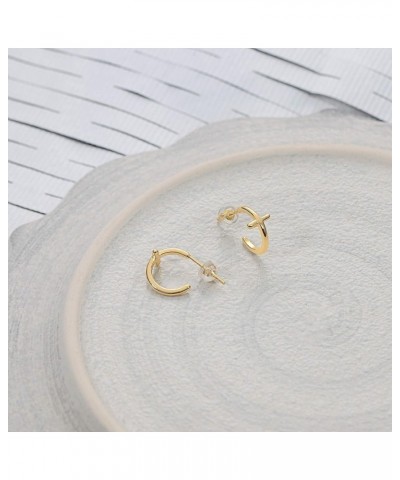 Hoop Earrings Gold Open C Shape Thick Infinity 14K Gold Plated Simple Hypoallergenic Jewelry Gift for Women Cross $9.71 Earrings