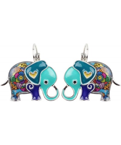 Enamel Alloy Jungle Elephant Earrings Dangle Stud French Clip Fashion Jewelry For Women Girls Charm Gift Navy $9.27 Earrings