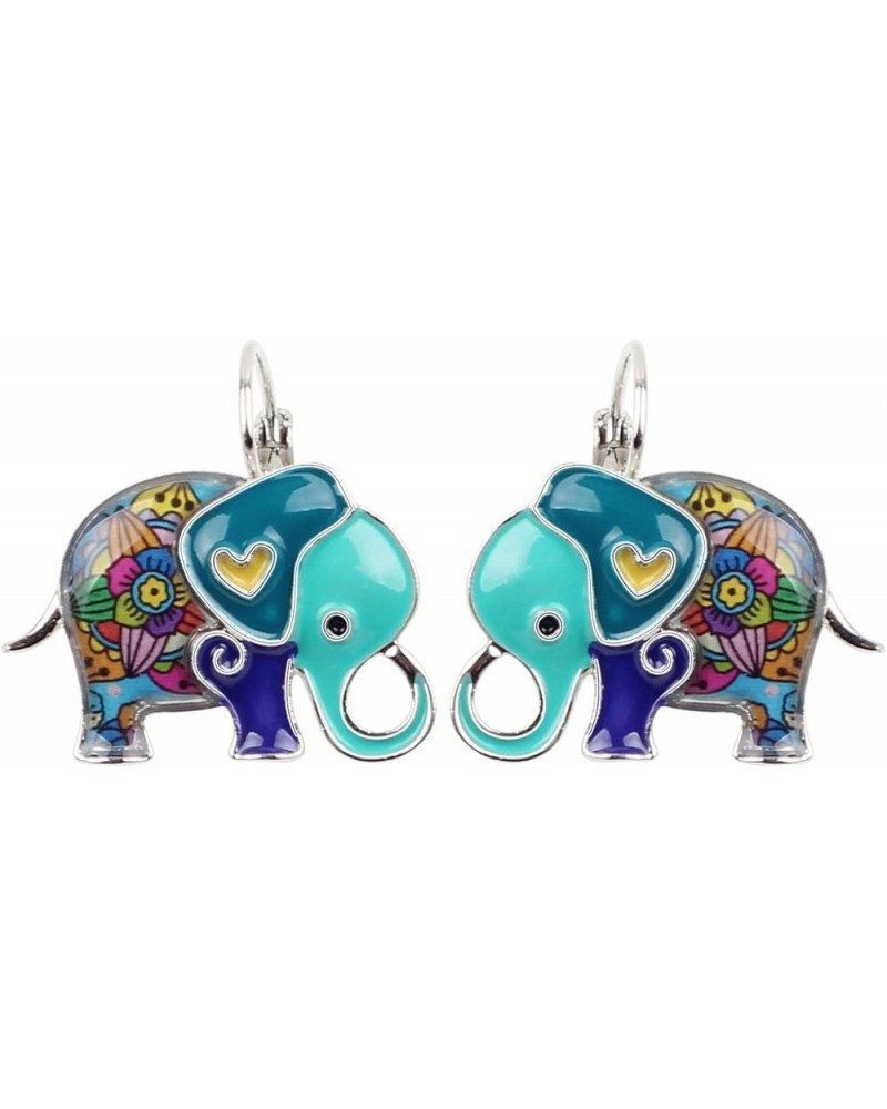 Enamel Alloy Jungle Elephant Earrings Dangle Stud French Clip Fashion Jewelry For Women Girls Charm Gift Navy $9.27 Earrings