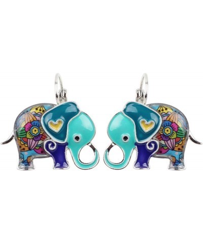 Enamel Alloy Jungle Elephant Earrings Dangle Stud French Clip Fashion Jewelry For Women Girls Charm Gift Navy $9.27 Earrings