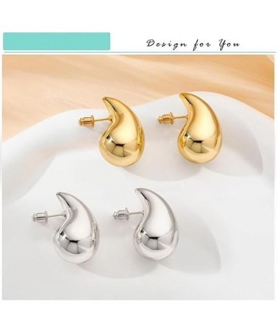 Chunky Gold Hoop Teardrop Earrings for Women - Lightweight Waterdrop Hollow Hoops with Hypoallergenic Gold Plating. Fashion J...