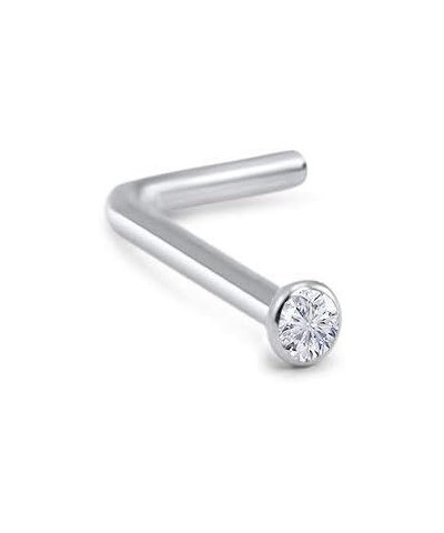 18k White Gold 1.5mm, 2mm, 2.5mm, or 3mm Bezel CZ 22G 20G 18G L Bend-1.5mm CZ-22G $21.07 Body Jewelry