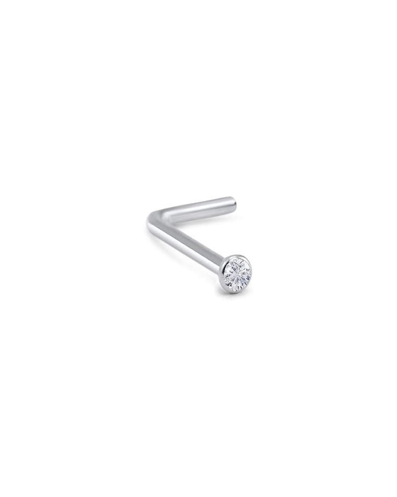 18k White Gold 1.5mm, 2mm, 2.5mm, or 3mm Bezel CZ 22G 20G 18G L Bend-1.5mm CZ-22G $21.07 Body Jewelry