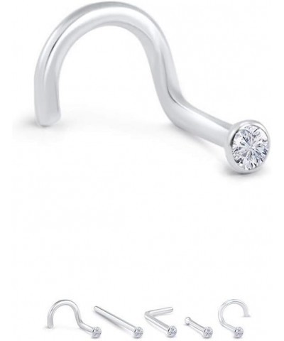 18k White Gold 1.5mm, 2mm, 2.5mm, or 3mm Bezel CZ 22G 20G 18G L Bend-1.5mm CZ-22G $21.07 Body Jewelry