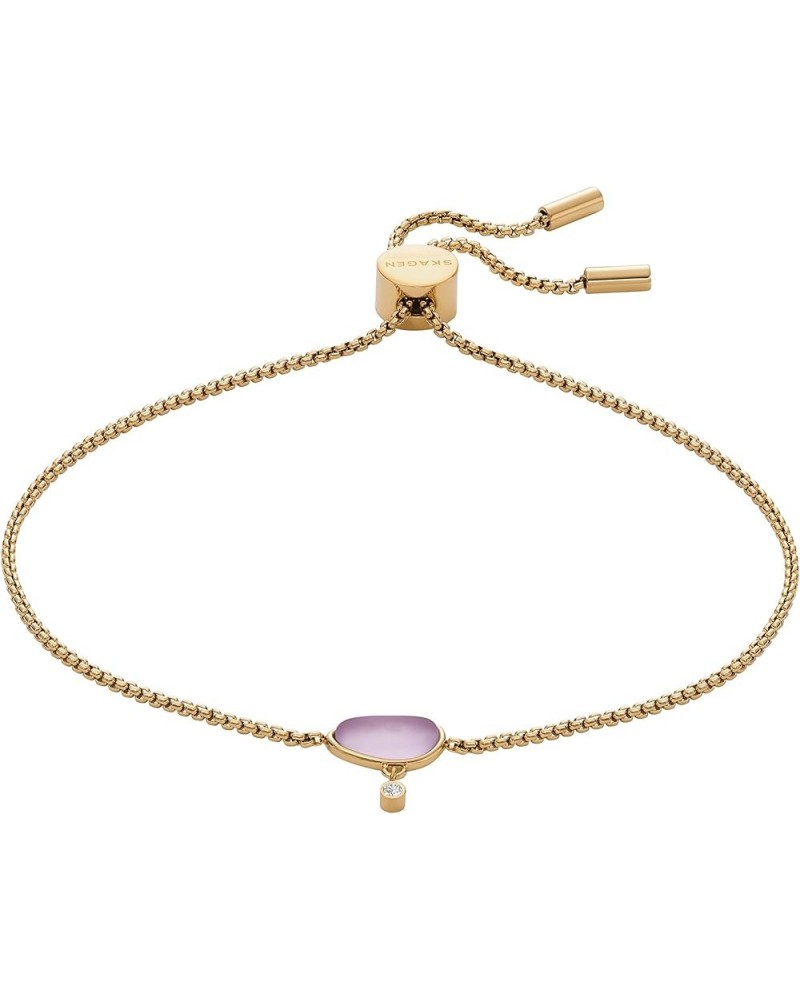 Women's Minimalist Silver, Rose Gold or Gold Stainless Steel Chain Bracelet Gold & Purple $32.20 Bracelets