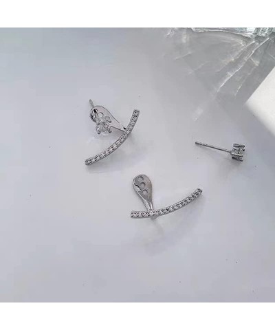 Cubic Zirconia Ear Jacket Earrings Front Back Post Studs Fashion Jewelry Gift (Cubic zirconia) $6.96 Earrings