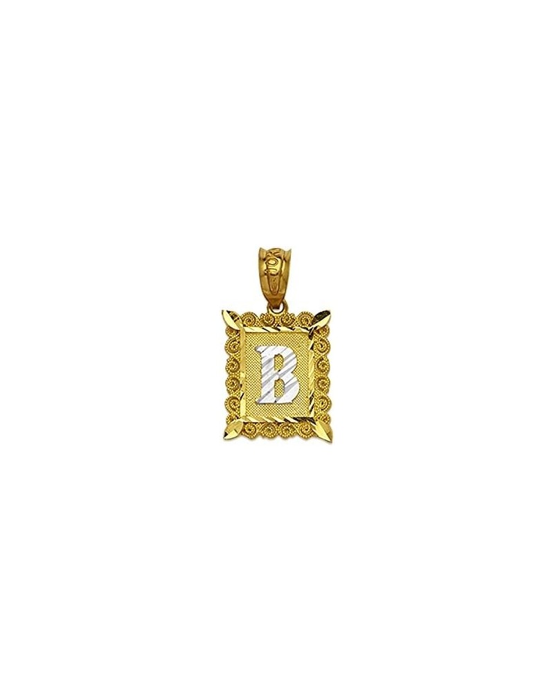 10K Two Tone Medium Block Initial Charm Pendant (A - Z) B $33.48 Pendants