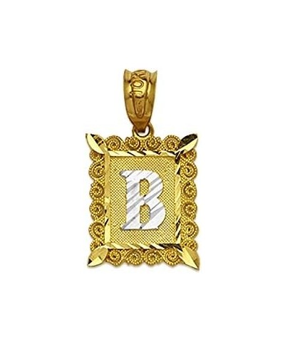 10K Two Tone Medium Block Initial Charm Pendant (A - Z) B $33.48 Pendants