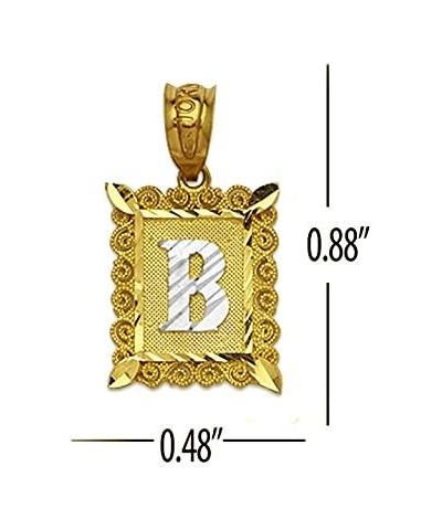 10K Two Tone Medium Block Initial Charm Pendant (A - Z) B $33.48 Pendants