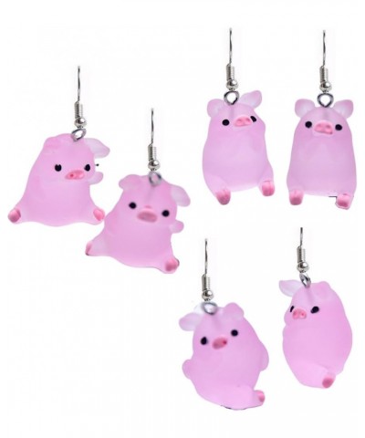 Lovely Pink Pig Dangle Drop Animal Earrings Cute Sweet Funny Animal Earrings for Women Girl Friends Jewelry 3 Pairs $7.00 Ear...