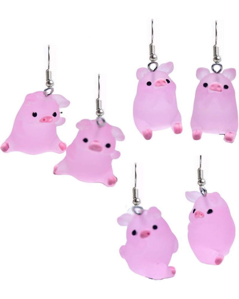 Lovely Pink Pig Dangle Drop Animal Earrings Cute Sweet Funny Animal Earrings for Women Girl Friends Jewelry 3 Pairs $7.00 Ear...