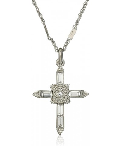 1928 Jewelry "Inspirations" Crystal Cross Pendant Necklace Silver-Tone/Clear Crystal $17.67 Necklaces