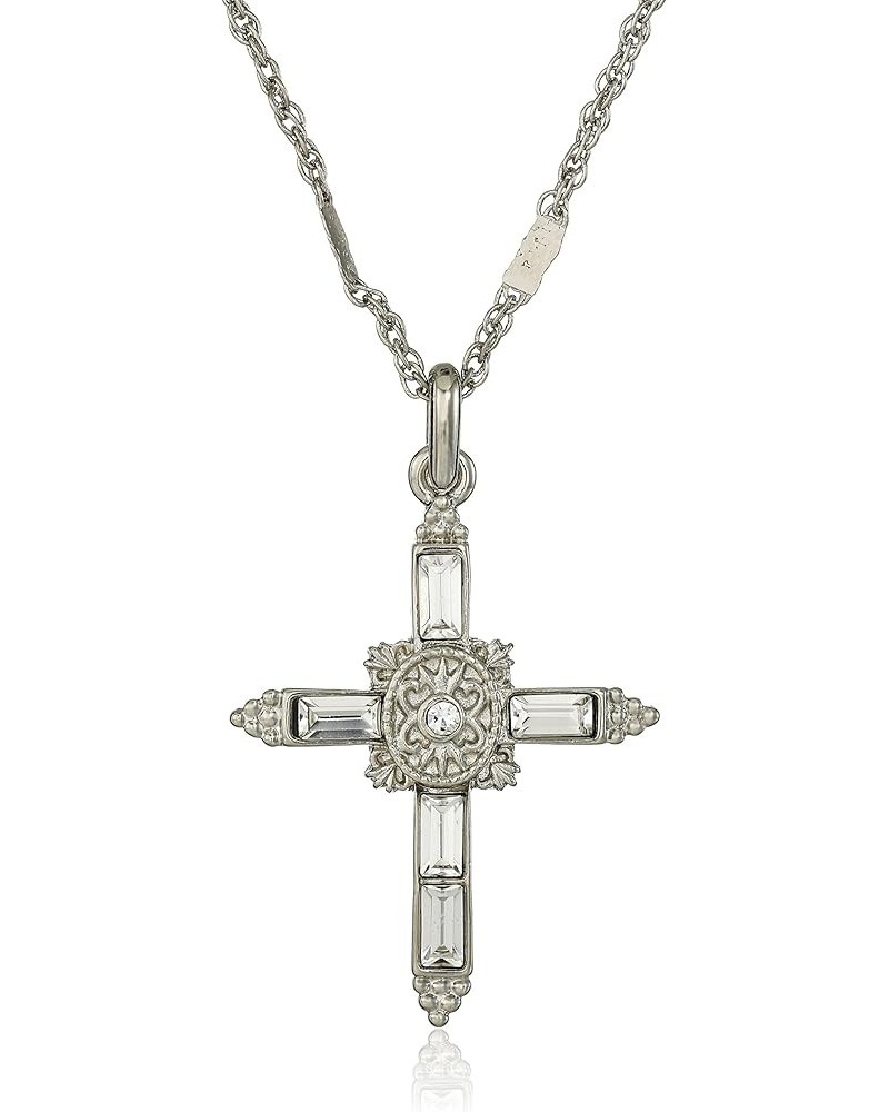 1928 Jewelry "Inspirations" Crystal Cross Pendant Necklace Silver-Tone/Clear Crystal $17.67 Necklaces