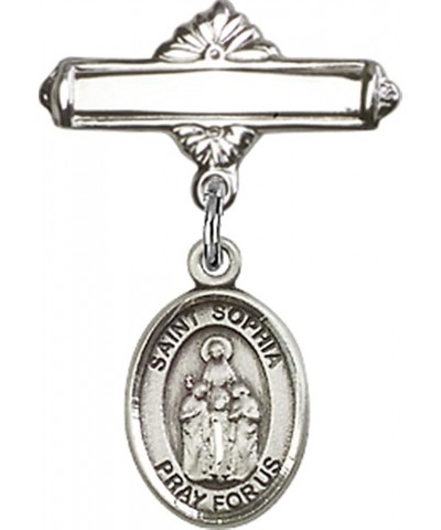 Sterling Silver Polished Baby Badge Bar Pin with Charm, 11/16 Inch Saint Sophia $38.33 Brooches & Pins