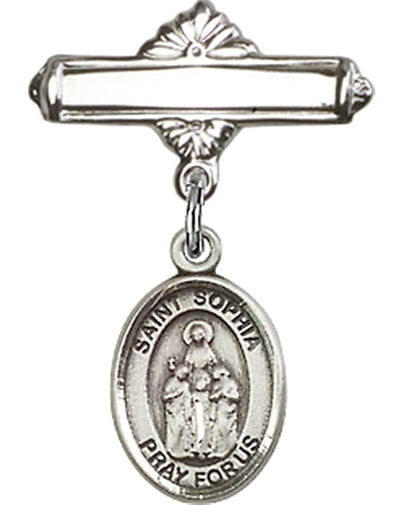 Sterling Silver Polished Baby Badge Bar Pin with Charm, 11/16 Inch Saint Sophia $38.33 Brooches & Pins