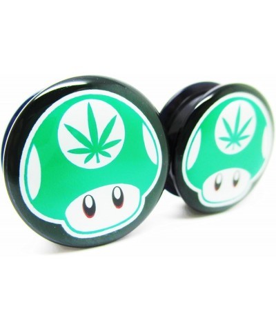 Green 1-Up Mushroom Pot Leaf Ear Plugs - Acrylic Screw-On - 10 Sizes Pair* 9/16" (14mm) $11.59 Body Jewelry