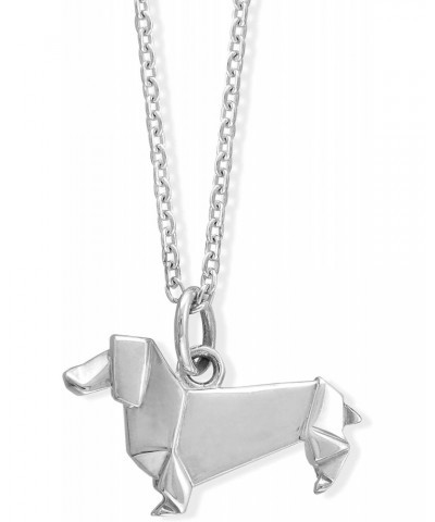 Jewelry Sterling Silver Origami Dachshund Wiener Dog Necklace, 18 Inches $24.98 Necklaces