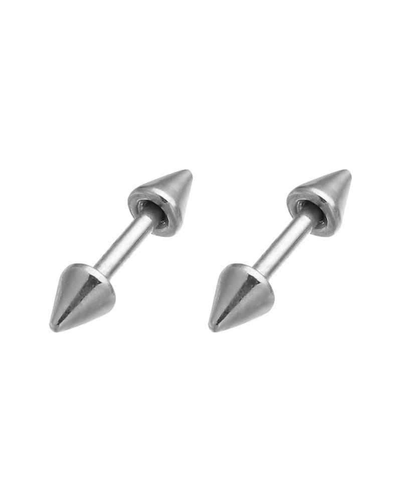 Ear Cartilage Stud Black Color Rivet Spike Cone Tip Body Jewelry Piercing Punk Barbell Earring 2Pcs/Set silver_4mm $3.56 Body...