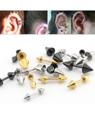 Ear Cartilage Stud Black Color Rivet Spike Cone Tip Body Jewelry Piercing Punk Barbell Earring 2Pcs/Set silver_4mm $3.56 Body...