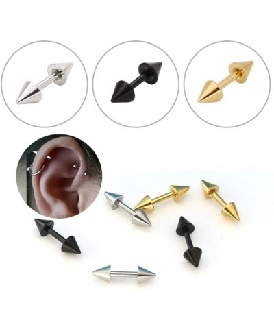 Ear Cartilage Stud Black Color Rivet Spike Cone Tip Body Jewelry Piercing Punk Barbell Earring 2Pcs/Set silver_4mm $3.56 Body...