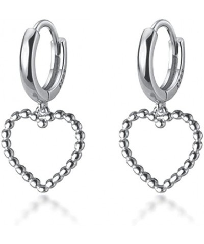 Sterling Silver 1CM Heart Hoop Earrings for Women Teen Girls Love Heart Small Hoop Earrings Huggie Heart Drop A-Silver $11.59...