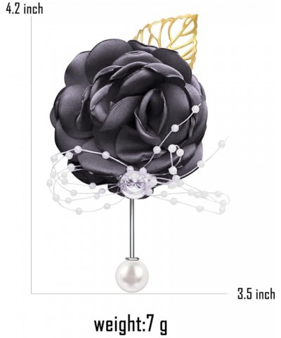 Rose Flower Wedding Brooches Cloth Art Floral Leaf Suit Shirt Lapel Brooch Pin Fashion Jewelry Boutonniere for Men Women Gold...