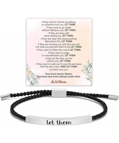 Let Them Tube Bracelet for Women Self Love Inspirational Bracelets Jewelry Gifts, Hand Braided String Bracelet, Stainless Ste...