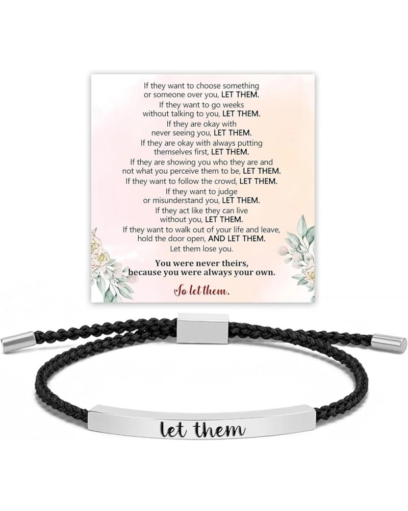 Let Them Tube Bracelet for Women Self Love Inspirational Bracelets Jewelry Gifts, Hand Braided String Bracelet, Stainless Ste...