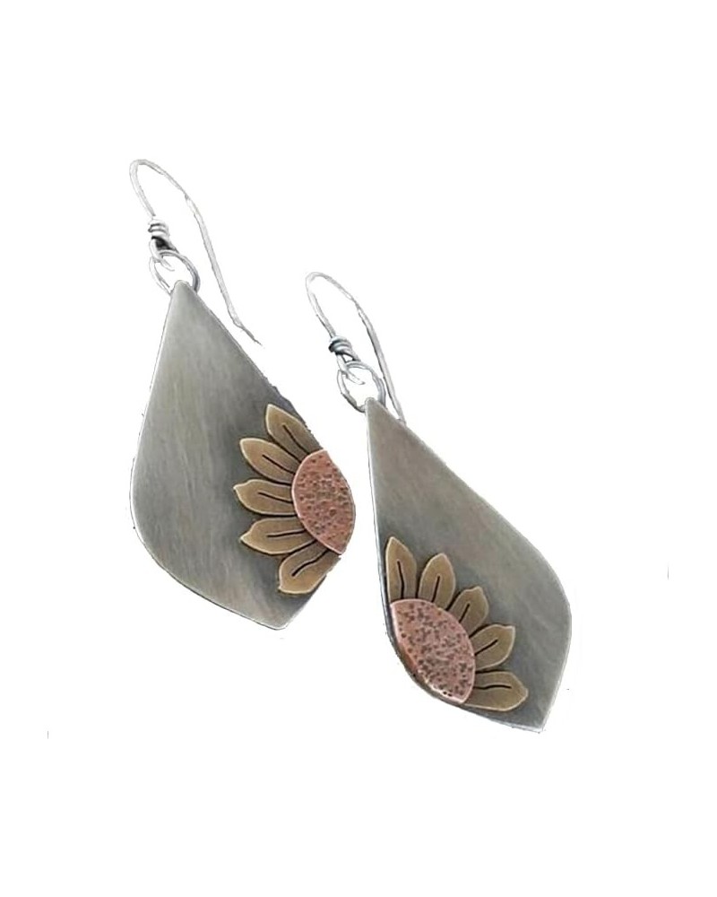 Vintage Gold Sunflower Earrings for Women Sun Flower Dangle Earrings vintage sunflower $7.01 Earrings