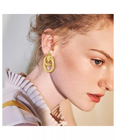 Gold Geometric Earrings Chunky Trendy Knot Studs Statement Twisted Earring Dangle Drop Earrings for Women Fashion Jewelry Gif...