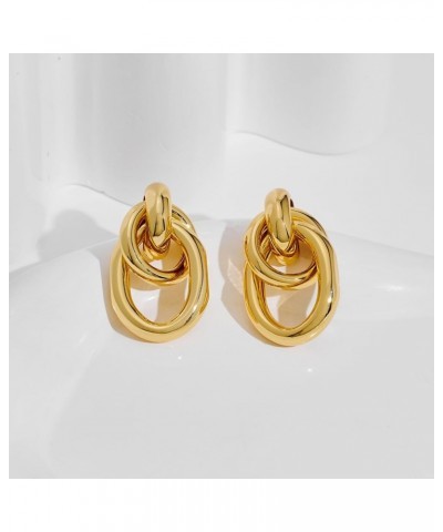 Gold Geometric Earrings Chunky Trendy Knot Studs Statement Twisted Earring Dangle Drop Earrings for Women Fashion Jewelry Gif...