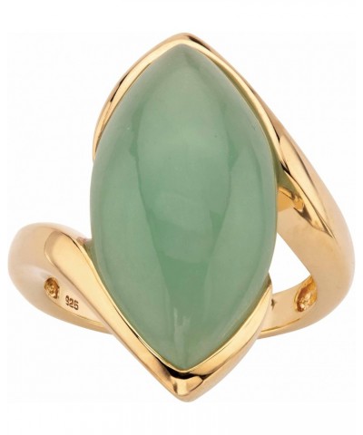 PalmBeach Yellow Gold-plated Sterling Silver Marquise Shaped Genuine Green Jade Bypass Ring Sizes 6-10 $40.95 Rings