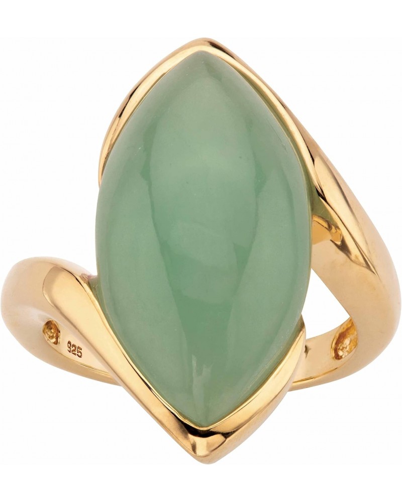 PalmBeach Yellow Gold-plated Sterling Silver Marquise Shaped Genuine Green Jade Bypass Ring Sizes 6-10 $40.95 Rings