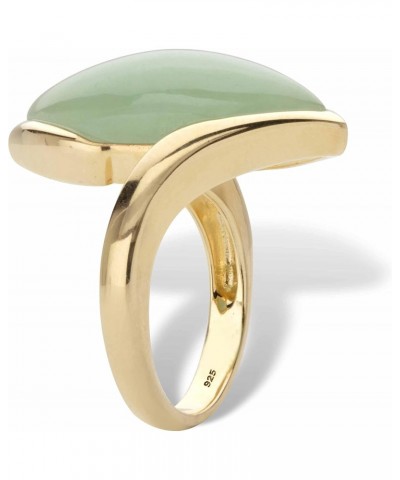 PalmBeach Yellow Gold-plated Sterling Silver Marquise Shaped Genuine Green Jade Bypass Ring Sizes 6-10 $40.95 Rings