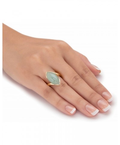 PalmBeach Yellow Gold-plated Sterling Silver Marquise Shaped Genuine Green Jade Bypass Ring Sizes 6-10 $40.95 Rings