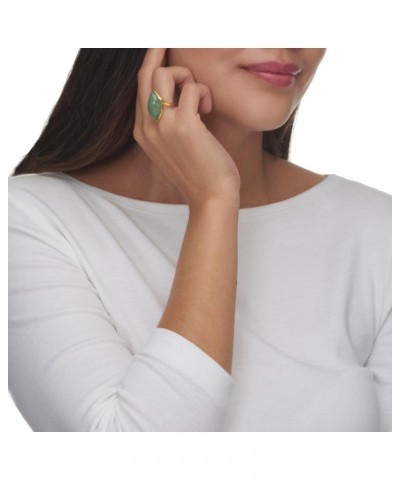 PalmBeach Yellow Gold-plated Sterling Silver Marquise Shaped Genuine Green Jade Bypass Ring Sizes 6-10 $40.95 Rings