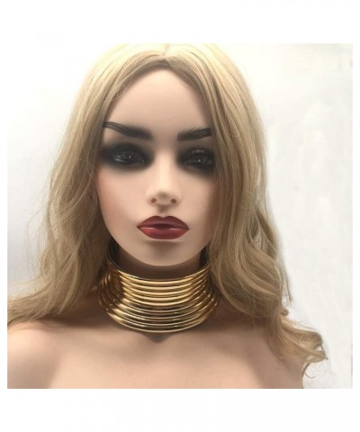 Gold Silver African Egypt Punk Gothic Snap Resin Chunky Leather Choker Collars for Women, Fashion Statement Necklace Jewelry ...