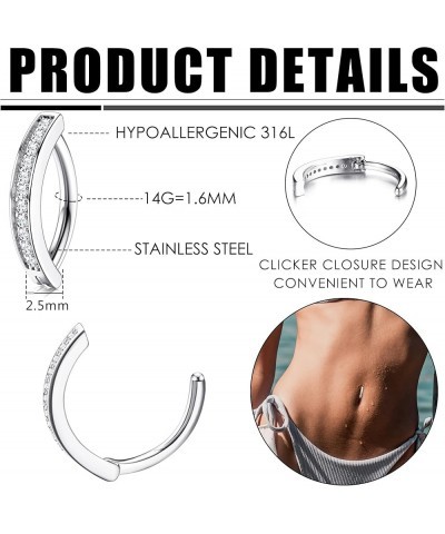 14G Clicker Belly Button Rings for Women Gold Plated Belly Ring Cute CZ Small Hoop Belly Button Rings Simple Reverse Curved N...